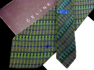 ♪今週の特売980円～♪2071♪状態並品【CELINE】セリーヌ【金具 ロゴ入 柄】ネクタイ♪