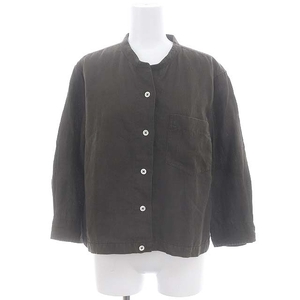 マーガレットハウエル MARGARET HOWELL SHIRTING LINEN 7分袖シャツ 前開き リネン 2 茶色 ブラウン /DO ■OS レディース