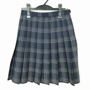 1円 スクールスカート 夏物 w69-丈53 チェック 中学 高校 プリーツ 学生服 制服 女子 中古 IN7472