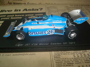 ★☆リジェ JS7 マトラ 1977年 スウェーデンGP 優勝　J.ラフィー　スパーク 1/43　Ligier JS7 Matra J.Laffite☆★