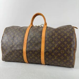 1円〜★LOUIS VUITTON ルイヴィトン キーポル55 ボストンバッグ M41424 モノグラム ユニセックス レザー ブラウン トラベルバッグ 大容量 6