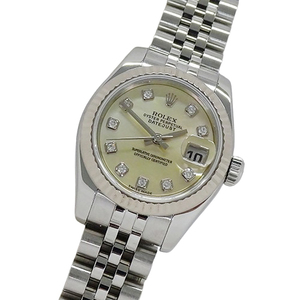 ロレックス ROLEX デイトジャスト 179174NG Ｄ番 時計 レディース ブランド イエローシェル 10P ダイヤモンド 自動巻き AT SS WG 磨き済み