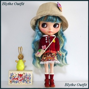 ♪Blythe＊ブライスアウトフィット♪リバティワンピース＆カーディガンセット①！