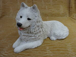 【サモエド 犬の置物】中古 SAMOYED かわいい ワンちゃん 動物 1986年 MADE IN U.S.A ホワイト オブジェ 陶器 インテリア【A6-3③】0607