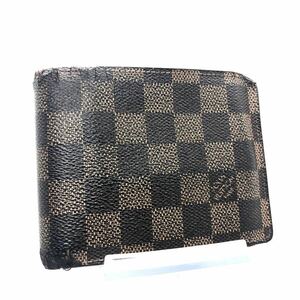 ■希少■LOUIS VUITTON ルイヴィトン　ダミエ　エベヌ　ポルトフォイユ　フロリン　二つ折り財布　パスケース　PVC×レザー　フランス製