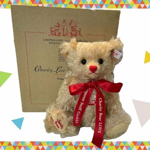 【保管品】 シュタイフ Charity Love Teddy Bear チャリティ・ラブ・テディベア ぬいぐるみ 赤リボン くま 箱有 J48342RB