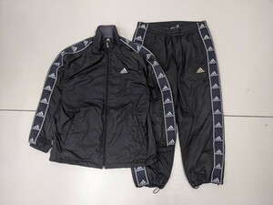 11. 00s adidas アディダス ウーブン素材 ジャージ 2点 上下 セットアップ トレーニングウェア トラック ジャケット パンツ メンズM黒 y306