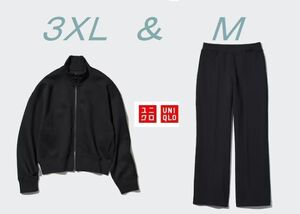 未使用タグ付　ドライスウェット　上下セット①　　リラックスブルゾン３XL＆トラックパンツＭ　ブラック