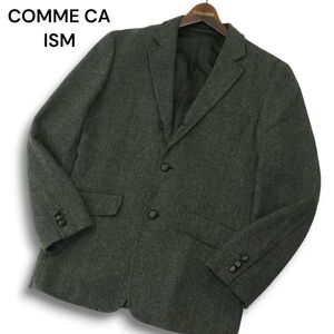 COMME CA ISM コムサイズム 秋冬 総裏 ウール★ ツイード ヘリンボーン テーラード ジャケット ブレザー Sz.M　メンズ 灰　A4T12381_B#N