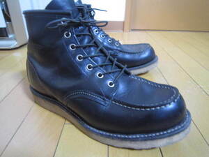 ★REDWING（レッドウィング）★8130モックトゥブーツ/サイド羽刻印/ブラック/us8.5E/26.5cm/USA製/2009年6月製