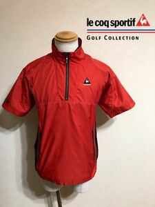 【美品】 le coq sportif golf ルコック ゴルフ ウェア ウインド ハーフジップ ジャケット 切替し プルオーバー サイズM 半袖 赤 黒 QG6653