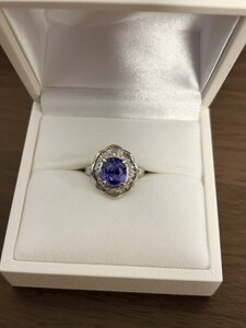 3.41ct サファイア　0.81ct ダイヤモンド Pt900 プラチナ　リング　アクセサリー　3ct 3キャラ　大きいサファイア