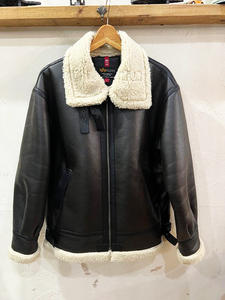 ★良品 ALPHA/アルファ fake shearling jacket B-3 フェイクムートンジャケット ブラックカラー メンズ Lサイズ フライトJKT アウター★