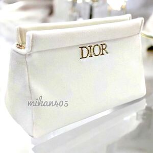 Dior ディオール ポーチ ベルベット スウェード ホワイト ゴールド ノベルティ ノベルティー クリスチャンディオール