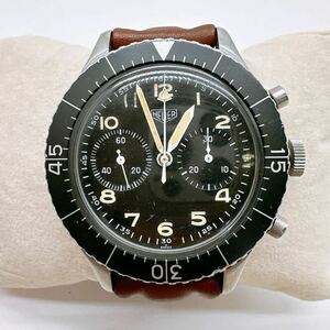 HEUER ホイヤー 2カウンター 黒文字盤 3針 6645-12-146-3774 アンティーク 西ドイツ軍用？ミリタリー・クロノグラフ 希少 レトロ 蔵出し