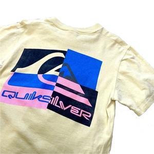 80s QUIK SILVER プリント Tシャツ USA製 黄色 / イエロー STEDMANタグ クイックシルバー オールドサーフ サーフィン ヴィンテージ 80年代