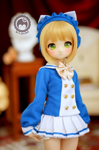 MDD (S/M胸)可愛いリボン付き制服４点セット★ブルー