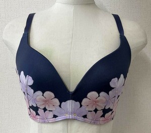 CR14334 IB⑥【特価】新品 大きい ブラジャー E75 ネイビー 有名ブランド 花柄 ノンワイヤー 刺しゅう 吸汗速乾 訳あり レディース