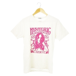 ヒステリックグラマー HYSTERIC GLAMOUR Tシャツ カットソー ラウンドネック 丸首 半袖 コットン プリント ロゴ ガール M 白 ホワイト