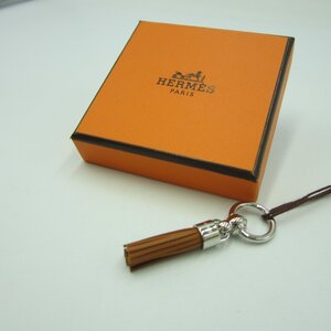 【美品】HERMES タッセル ツイリーリング＜小物＞エルメス スカーフリング チャーム オレンジ系 ブランド アクセサリー レディース