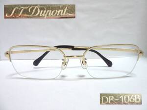 《鑑定済》S.T.Dupont：デュポン K18(18金製) ハーフリム 眼鏡(メガネ) DP-106B 54□18-141 メンズ ブランドアクセサリー