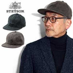 [ S(約55cm) ] キャップ STETSON 秋冬 野球帽 フェイクスエード スエード調 ステットソン 日本製 ブランド ダークグリーン 