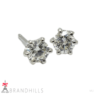 ダイヤモンド 0.15ct+0.15ct ピアス 一粒 PT900 プラチナ 0.5g 美品