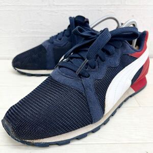 1454◎ PUMA プーマ 靴 シューズ スニーカー ローカット レースアップ カジュアル ネイビー レッド レディース23.0