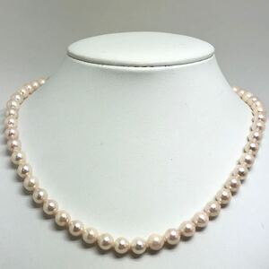 1円〜!!▲アコヤ本真珠ネックレス▲D 約32.9g 約45.0cm 約7.0-7.5mm珠 pearl necklace jewelry パール DC0/DE0 136