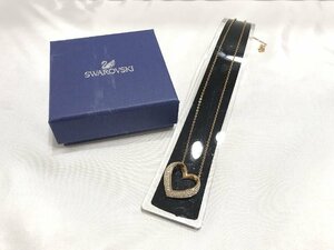 ■【YS-1】 スワロフスキー Swarovski ■ ラインストーン ハート ネックレス ■ ゴールド系 トップ2.4cm×2.5cm【同梱可能商品】■D