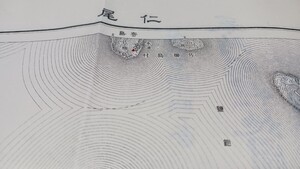 仁尾　岡山県　香川県　古地図 　地形図　地図　資料　46×57cm（書き込み多し表裏）　明治30年測図　昭和7年印刷　発行　B408