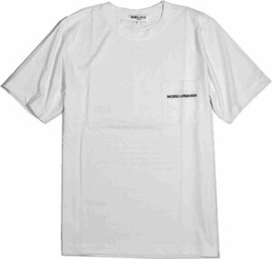 [ミチコロンドン] Tシャツ 半袖 天竺 バックプリント 胸ポケット付き リラックスウエア Lサイズ wt白　ML9M-T037