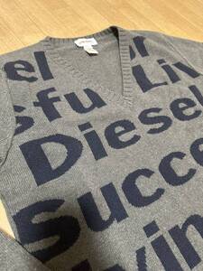 DIESEL ディーゼル　セーター　トップス　ロゴ　オリーブ　L