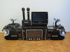 ◎【通電OK】第一興商 LIVE DAM STADIUM DAM-XG7000 DAM-AD7000 ペアスピーカー デンモク マイク カラオケ機器セット 現状品◎Z1472