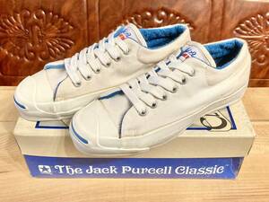 ★☆80s!USA!希少レア!!converse JACK PURCELL CLASSIC 白/青 6.5 25cm コンバース ジャックパーセル クラシック デッド ビンテージ 239★