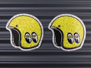 ◆送料\110◆【MOONEYES・ムーンアイズ】※《ヘルメットステッカー ／ 2枚セット》　DM191YE　メタルフレーク