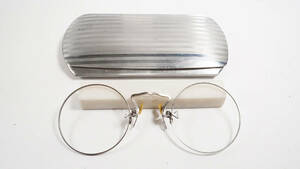 AO アメリカンオプティカル Fits-U 12KGF白金張り鼻眼鏡フレーム Pince-nez＜デッドストックコンディション未使用アルミケース付＞