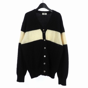 グッドイナフ GOODENOUGH MOHAIR LINE KNIT CARDIGAN モヘヤ ライン ニット カーディガン M ブラック ホワイト メンズ