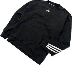 adidas ☆ スリーストライプ ライン デザイン スウェット シャツ トレーナー ブラック 黒 M スポーツ ストリート 人気 アディダス■H296