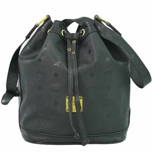 本物 エムシーエム MCM ヴィセトス 2WAY 巾着 ショルダーバッグ ポシェット ナイロン ブラック