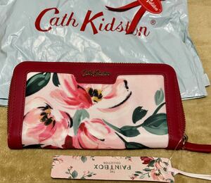 Cath Kidston キャスキッドソン ラウンドファスナー 長財布 財布 ピンクの花柄 アコーディオン 大容量の財布 ポケット沢山 アウトレット品