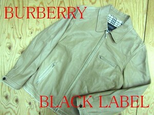 ★バーバリーブラックレーベル BURBERRY★メンズ 羊革ラムスキン 裏ノバチェック レザージップジャケット★R60616029A