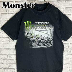 MONSTAR モンスターエナジー スーパークロス 両面デザイン Tシャツ 半袖 輸入品 春服 夏服 海外古着 企業 会社 ドリンク炭酸飲料 ジュース