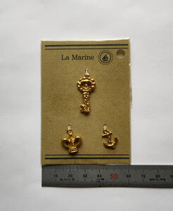 ★新品未開封★La Marine★宝島 チャームセット★鍵・王冠・錨★イカリ・クラウン・キー★金色【ゴールド】KIYOHARA&CO.LTD.★佐川メール便