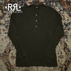 【名作】 RRL Henleyneck Thermal Shirts 【M】 ヘンリーネック サーマル シャツ 木村拓哉着用 ワッフル 黒 RalphLauren ブラック キムタク