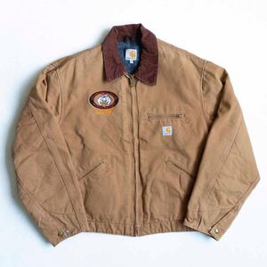 【雰囲気抜群/USA製】Carhartt【Detroit Jacket デトロイトジャケット】XL BRN ブラウン ダック カーハート 古着 u2411067