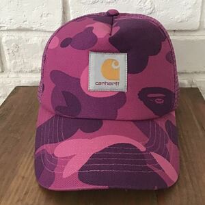 ★激レア★ carhartt × bape スナップバック キャップ カーハート a bathing ape エイプ ベイプ cap 帽子 purple camo 迷彩 NIGO m253