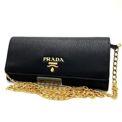 【K408】PRADA（プラダ）/1BP290/2EZZ VITELLO MOVE/NERO/チェーンウォレット