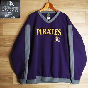 H2J/Y7.18-7　 アメリカ古着　East Carolina Pirates　イーストカロライナ・パイレーツ　プルオーバー　Vネック　ポリエステルジャケット