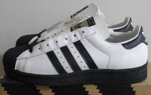 ほぼ新品 スーパースター 1995年製 JP26.5cm 白×黒 つま黒 天然皮革 生産終了 レア adidas superstar vintage 1990s 古着 ビンテージ 